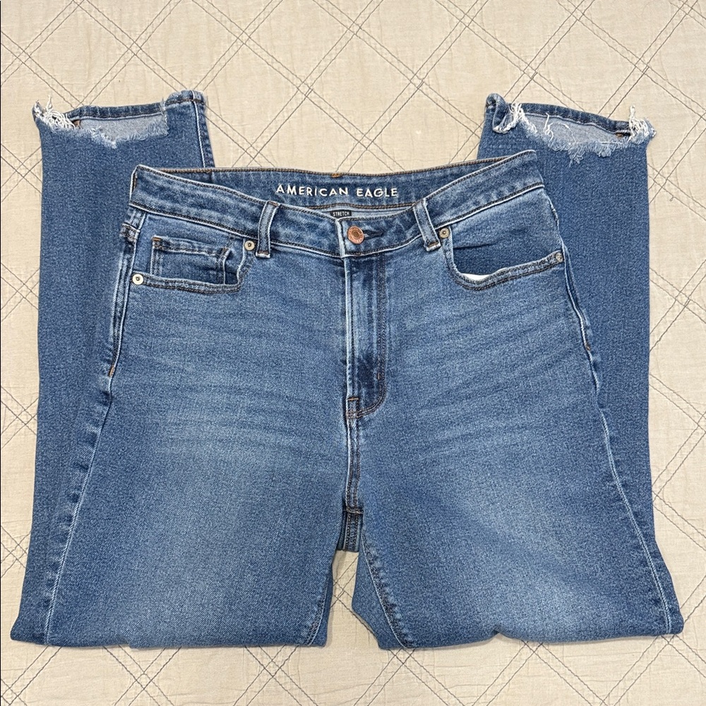 American Eagle Outfitters Distressed Ankle Jeans - Blue